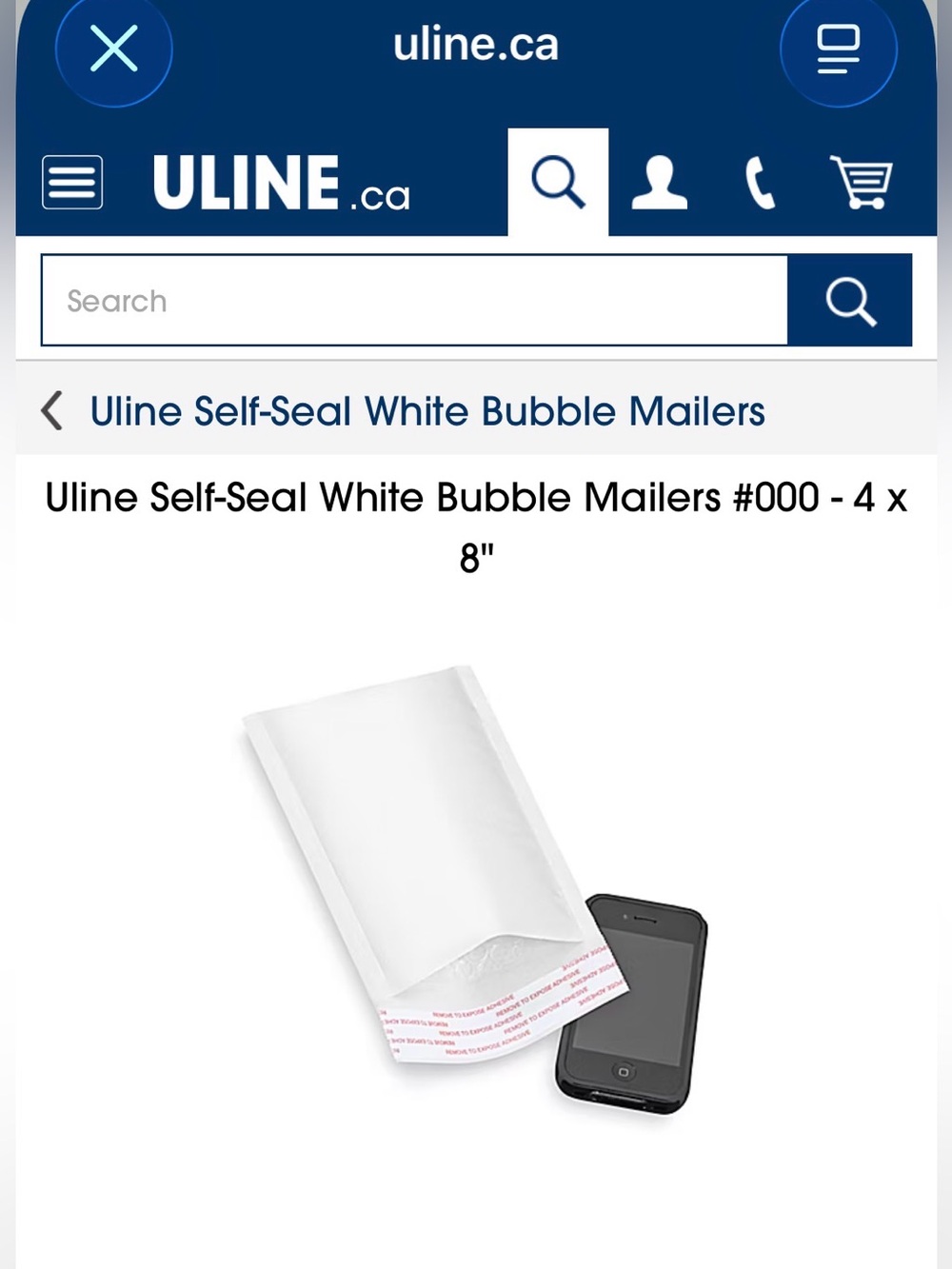 Uline 30-pack White Self-Seal Bubble Mailers - 4 x 8" - NEW